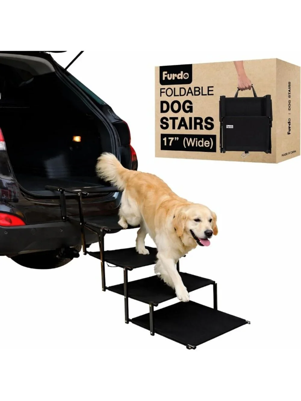 Foldable Dog Stairs & Ramp for Large & Medium Dogs, Non-Slip, Portable